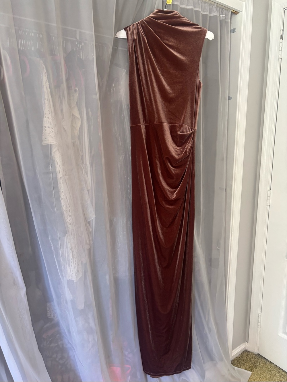 Michael Costello x REVOLVE high neck velvet wedding guest dress